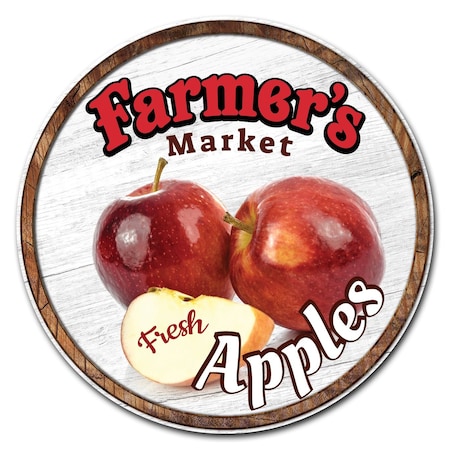 Signmission Farmers Market Apples Circle Corrugated Plastic Sign, C-12-CIR-Apples C-12-CIR-Apples